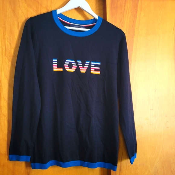 Rainbow LOVE Ringer Sweater - L - Picture 2 of 16